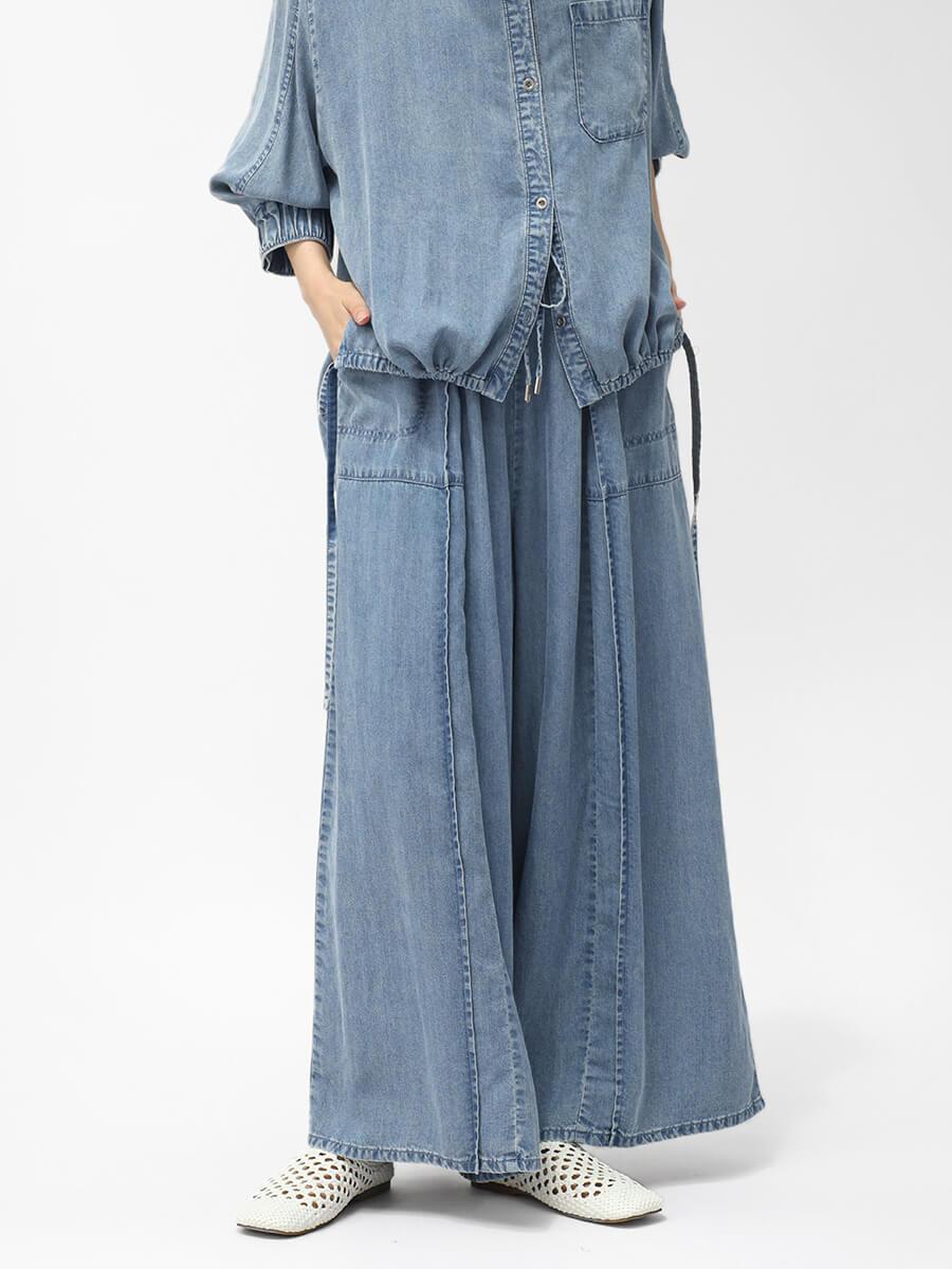 【大人気アイテム入荷！/ セットアップ可能】テンセルデニムワイドパンツ